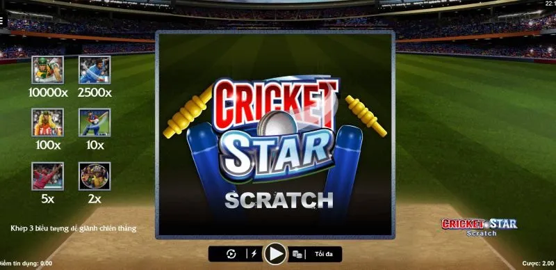 Cricket Star Scratch – Tấm thẻ cào thể thao hấp dẫn trên Go88