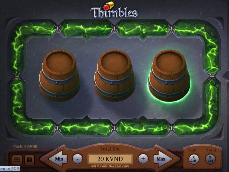 Thimbles – Trò chơi đoán cốc ăn tiền cực đơn giản